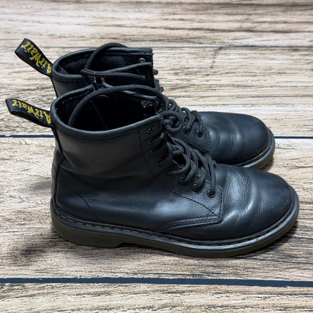 Dr. Martens 1460 J Boots Women 5 Black Leather Lace Up Zip Combat Punk Doc JY004